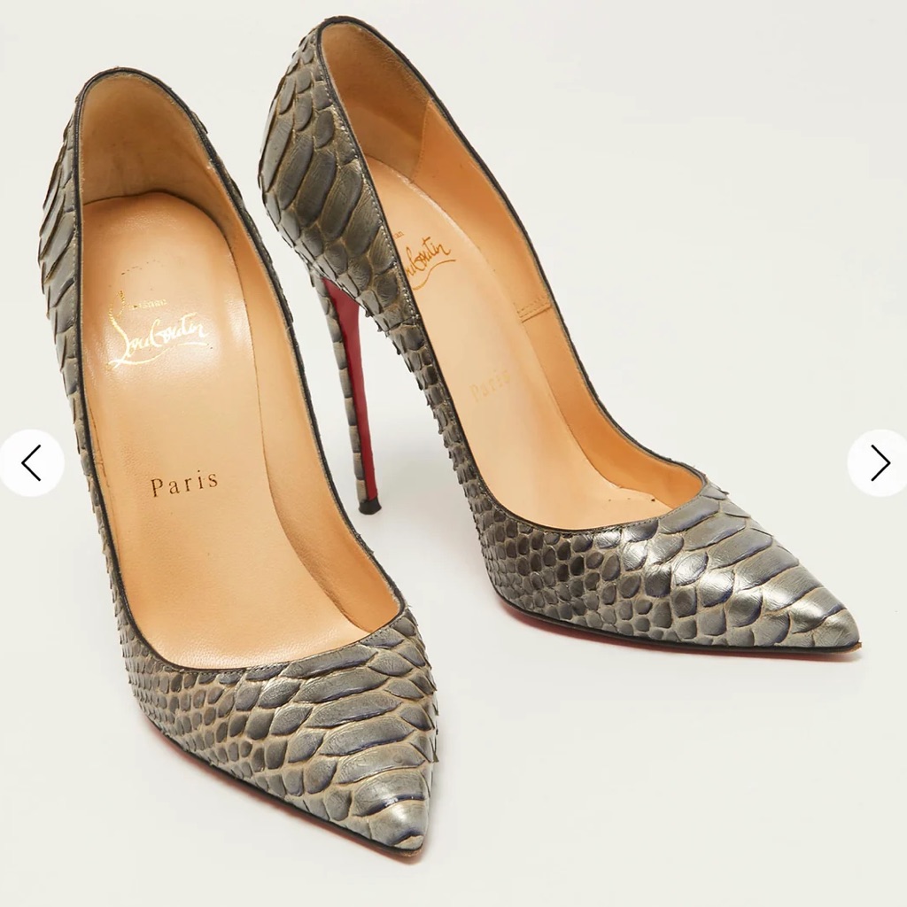 Christian Louboutin Size 37.5 Elegant Snake Print Women's Heels